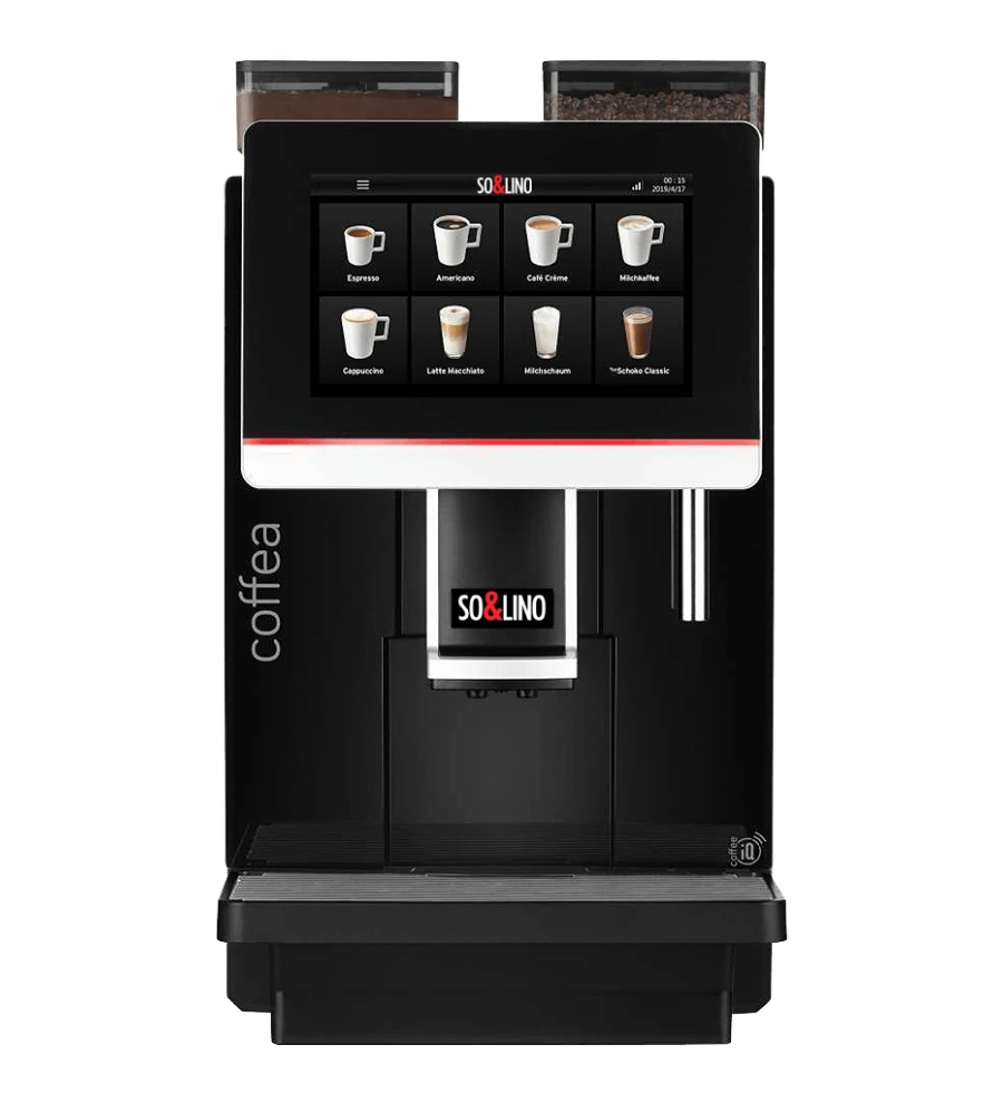Solino Coffea Enjoy automatic espresso machine on white backdrop
